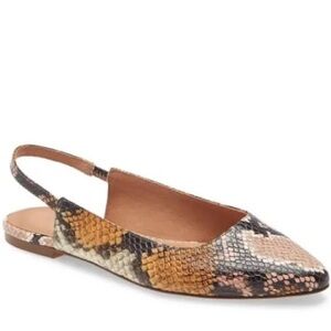 Madewell Multicolor Margot Slingback Flat in Leather Snake Print Flats
